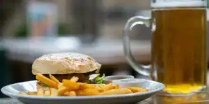 Burger with a beer boat in Amsterdam