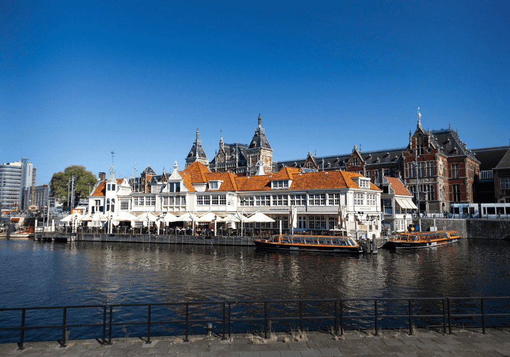 A restaurant in Amsterdam by the water
