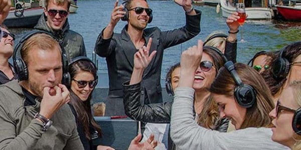 Company party with silent disco